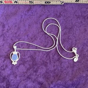 Vintage Sterling Sajen Blue Drury Oval Pendant/chain